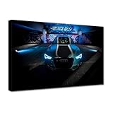  Peinture imprimée sur toile Décoration murale 30 x 20 cm Voiture bleue et lampes bleues N° H2643M_PC1T
