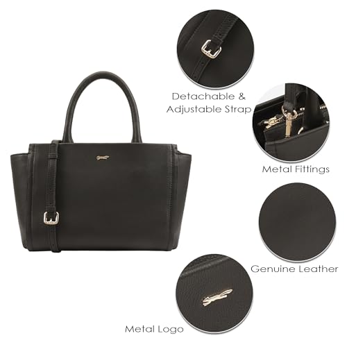 Genuine Leather Multiway Handbag, Jet Black L - Paul Costelloe 4 Genuine Leather Multiway Handbag, Jet Black L - Paul Costelloe - Image 4