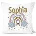 SpecialMe® Kissen-Bezug Kinder mit Namen Regenbogen Wolken Herz Wunschname Namenskissen Kinder Baby weiß 40cm x 40cm
