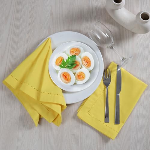 Alpha Living Home Cotton Cloth Napkins, 18x18 in, Yellow, 12-Pack by Alpha Living Home - Used condition - Image 2