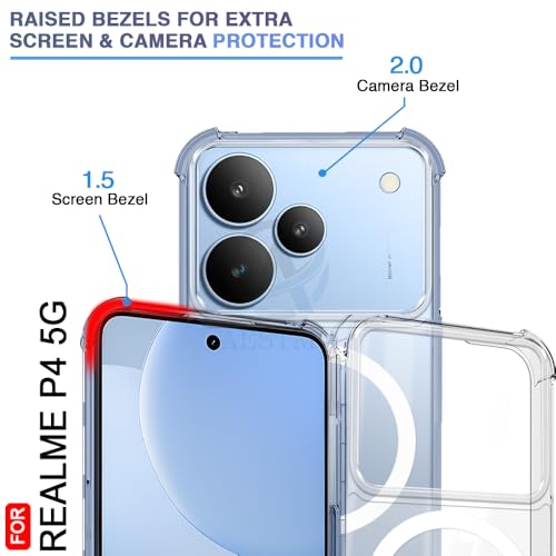 Image of AESTMO Clear Back Cover for Realme P4 5G | 360 Protection | Transparent Back Cover for Realme P4 5G (PC + TPU, Compatible with MagSafe Accessories, Transparent Bumper)