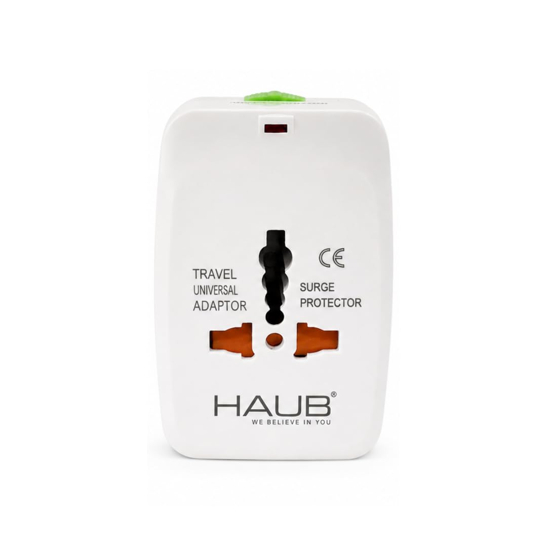 Haub Universal International Travel Adapter with 2 USB Ports, Worldwide All in One Power Plug, 240V Surge Protector Multi Country Wall Charger for Europe UK US Australia – White-picture-28