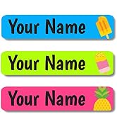 Lovable Labels Personalized Labels for Kids (45 Labels) - Waterproof Dishwasher Safe Peel and Sti...
