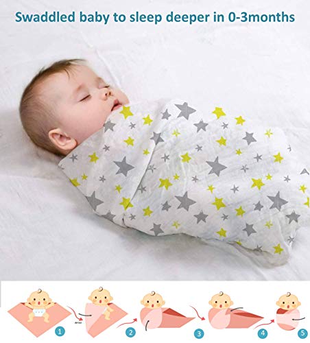 Image of Little Grape Land Muslin Swaddle Blankets 47''x47'' 3 Pack, 100% Cotton Large Size Baby Swaddles for Newborn, Soft Breathable Baby Blankets for Newborns, Yellow