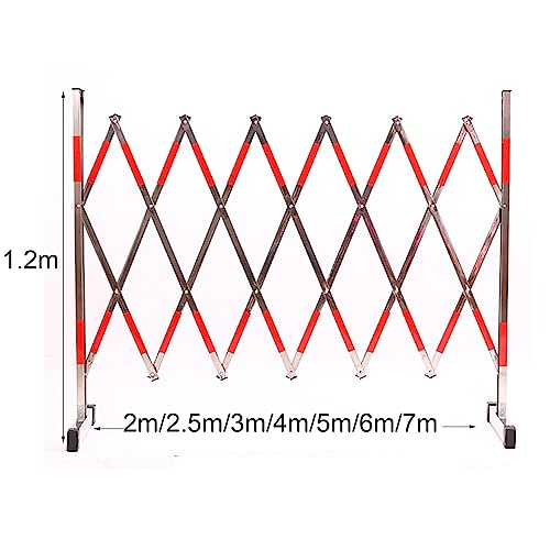 Barrière métallique extensible rétractable de sécurité mobile rouge argent - 7