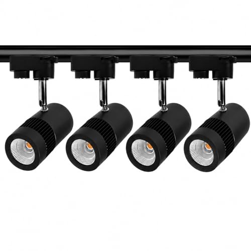 Image of 9W LED Track Light with Trackway not Included, Rotatable Focus Spotlight for Kitchen, Living Room, Shops & Malls (Black) (Naural White, Pack of 4)