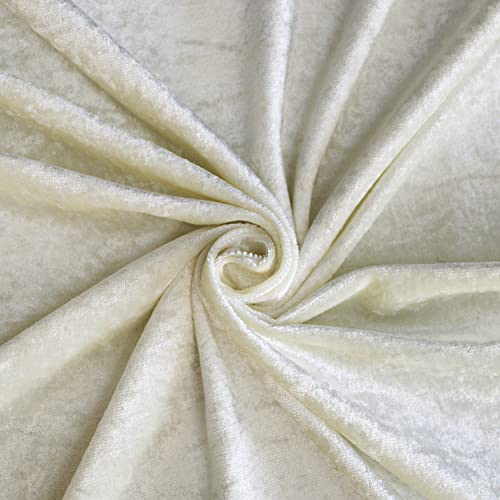 Home Direct Pair of Crushed Velvet Curtains, Eyelet Ring Top, Unlined, Cream, 2 panels, 140cm x 175cm 55" x 68" - Image 3