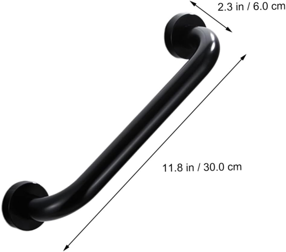 SMASOLO 2pcs Bathtub Armrest Handrail Black Aluminum Safety Grab Bar for Bathroom and Stairs Anti-Slip Wall-Mounted Support for Elderly Mobility and Disability Assistance