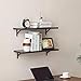 SUPERJARE Wall Mounted Floating Shelves, Set of 2, Display Ledge, Storage Rack for Room/Kitchen/Office - Black