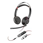 HP Poly Blackwire 5220 Wired Headset - Flexible Boom Mic - Noise Canceling - USB-C, USB-A, or 3.5mm - Ergonomic Over-Ear Design - Works with Microsoft Teams and Zoom - Work from Home Headset