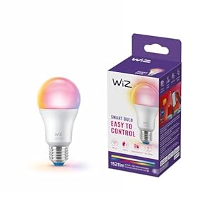 WiZ Smart LED A60-Lampe, Color und Tunable White, E27-Sockel, äquivalent 100 W, 2200–6500 K, 1521 Lumen, dimmbar, funktioniert mit Alexa, Google Assistant, und Apple HomeKit, 1er Pack
