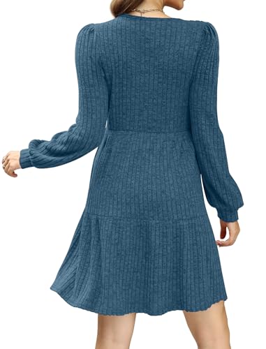Image of Sampeel Womens Square Neck Long Sleeve Fall Dresses Casual Babydoll Sweater Dress