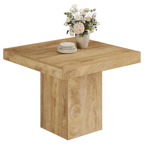 Tribesigns 100 cm Esstisch Küchentisch, Quadratish für 4 Personen, Esszimmertische für Esszimmer, Küche, Wohnzimmer kleine Räume, Mit Dicker Tischplatte und Beinen(Hellbraun)