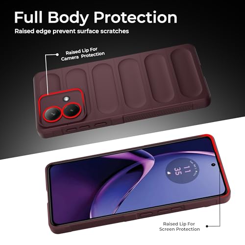 Image of A rtistque Liquid Silicone Stripes Back Cover Case for Motorola G84 5G | with Camera Protection | with Inner Fabric | Anti Slip Grip | AirBag Case - Maroon