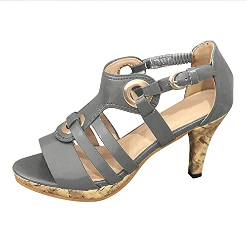 Fashion Ladies Elegant Buckle Strap Ankle Peep Toe High Heel Sandals Roman 2022 Summer Women'S Shoes