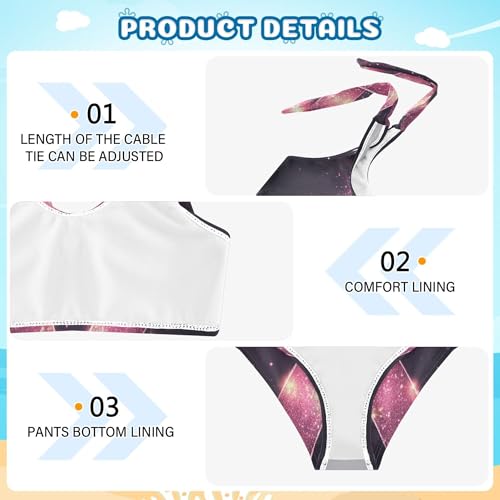 Breast Cancer Ribbon Star Bow Girls Bikini Sets 2 Piece Swimsuits Bathing Suit Swimwear4