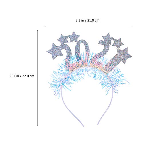 Frycolor 2 faixas de cabeça 2021 com glitter e estrelas, faixas para cabeça de feliz ano novo 2021 p