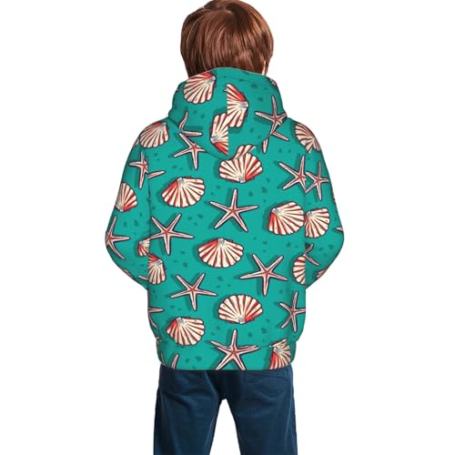Starfish and Shell Kid Hoodies Boys Sweatshirts Girls Pullover with Pocket4
