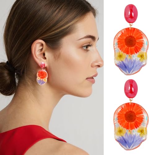 Pressed Flower Earrings | Handmade Earrings | Drop and Dangle Earrings | Gift for Woman | Christmas Gift | Valentine's Day Gift2