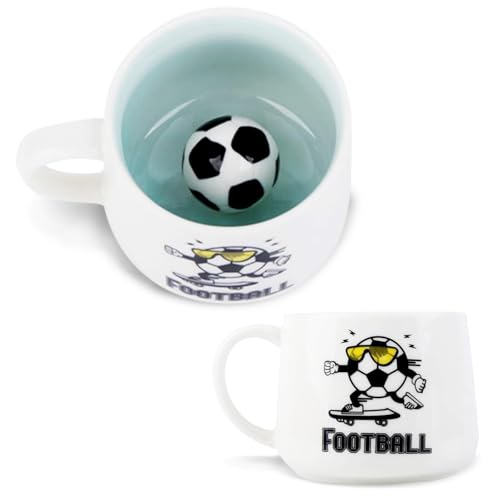 Aitsite FOOTBLL - Taza oficial de fútbol en 3D, taza de té y café para adolescentes, regalos de cumpleaños para niños, regalos geniales para niños, regalos de Navidad, taza de café de cerámica de