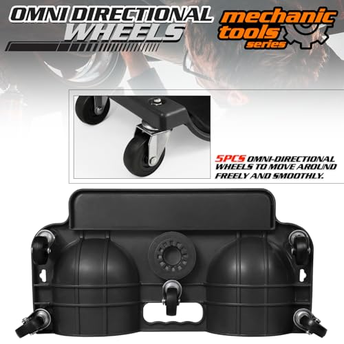 Image of M-AUTO Rolling Knee Creeper Durable Knee Pads with Full 360 Degree Turn Casters and Tool Tray, Garage Kneeling Pads on Swivel Castors for Home Workshop Auto Repairing Maintaining, Black