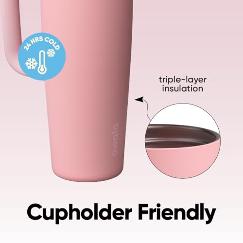 Image of Owala FreeSip Tumbler Insulated Stainless Steel Water Bottle with Built-in Straw and Side Handle, For Travel, Work, School, and Sports, 30oz, BPA Free, Leak Proof, Rose Quartz