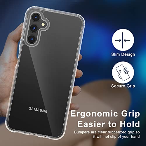 Casejeen For Samsung Galaxy A14 5G Case With 2 Pcs Tempered Glass Screen Protector,Heavy Duty Rugged Shockproof Phone Cover, Slim Funda - Transparent #TOP5