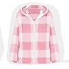 yiouyisheng Ladies Hoodies, Fleece Jacket Women Checked Zip Up Hoodie Long Sleeve Ladies Jackets Fuzzy Fluffy Fashion Casual Coat Warm Supersoft Outerwear Hooded Sweatshirt Autumn Winter #2