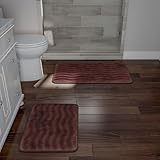 Lavish Home 2-Piece Memory Foam Bath Mat Set, Chocolate