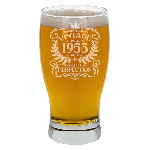 Always Looking Good Regalo de cumpleaños número 69 para hombres, vintage de 1955, envejecido a la perfección, vaso de cerveza grabado para 69 años de edad, vasos de cerveza de tulipán de sidra