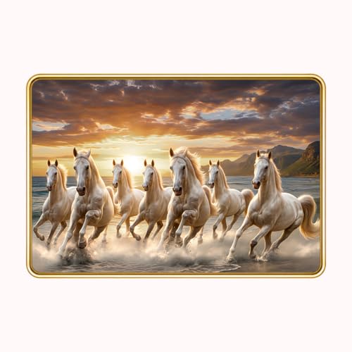 Image of 7 Running Horses Vastu Photo Frame, 8x12 Inch