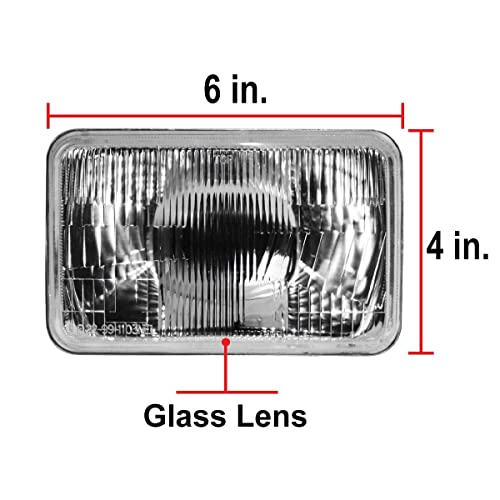 Parts N Go 4X6 Rectangular Plain Conversion Headlights Kit Sealed Beam Glass Lights With Halogen High/Low Bulbs Compatible With Cars/Trucks From 1976-1992 - H4656 H4651 60/55W 9003/H4 #TOP2