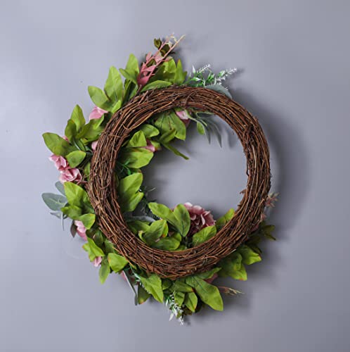 Wreaths For Front Door 16 Inch Half Circle Fleshy Pink Peony With Mulberry Hydrangea Grapevine Base In Spring Summer Fall Wreath Indoor Outdoor Deco #TOP2