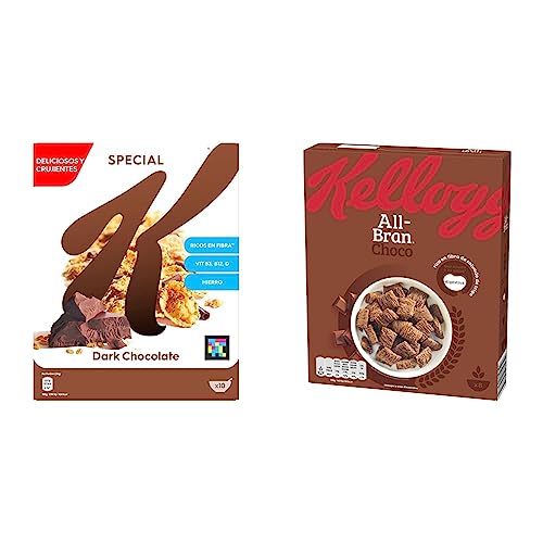 Kellogg's Special K Chocolate Negro - Paquete 325 g & All-Bran Choco Almohadillas de Cereales, de Trigo Integral, 375g