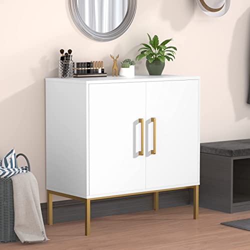 Resom 2 Pack Modern Storage Cabinet With Double Doors, White Sideboard With Adjustable Shelves, Accent Cabinet For Living Room, Bedroom, Home Office And Hallway (White) #TOP1