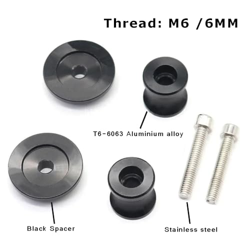 2Pcs M6 Ständeraufnahme 6mm Bobbins Montageständer Adapter CNC Aluminium für MT-03 MT-01 MT-07 MT-09 MT-10 MT-125 2000-2022(Schwarz)