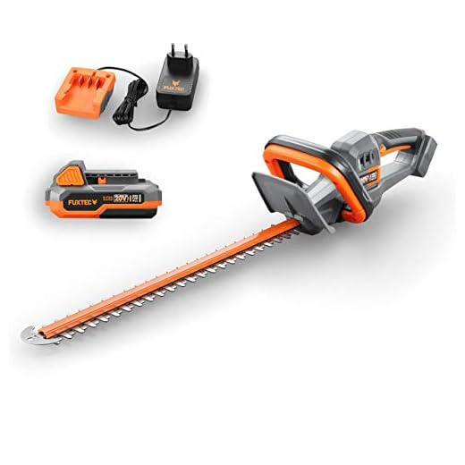 Fuxtec Hedge trimmer 20 V incl. Battery FX-E1HS20 Electric Hedge Trimmer with Li-Ion Battery and Charger - Cutting Length 52 cm.