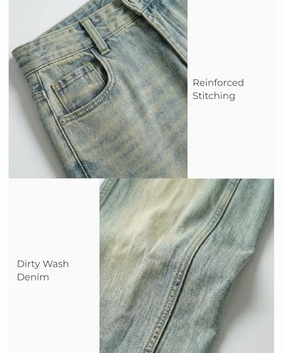 RRIVE Women's Wide Straight Leg Jeans Relaxed Fit Y2K Baggy Sand Tint Denim Pants Retro 90s Soft Cotton Blend YKK Zipper (US, Alpha, Small, Regular, Regular, Vintage Blue)