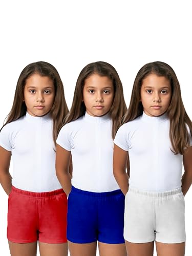 Image of KiddoPanti Girls Solid Cycling Shorts Pack of 3 | Soft & Stretchy Cotton Spandex | Comfortable Fit with Elastic Waistband | Half Tights Length Girls Inner Cycling Shorts
