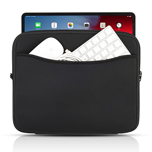 Caszlution Ipad Pro Sleeve For 12.9 Inch New Ipad Pro M2 & M1 2022-2018 With Smart/Magic Keyboard Bag Case, Neoprene Sleeve Case With Pencil Holder, Front Pocket Tablet Accessories - Black #TOP1