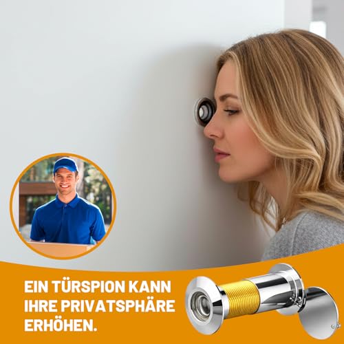 3er Set Türspion mit Sichtschutz – 220° Weitwinkel Spion für Haustür (Echtglas) – Ø 16mm, Einstellbar für 40-60mm – Einfacher Austausch (Türspion ohne Bohren bei vorhandenem Loch) – Silber