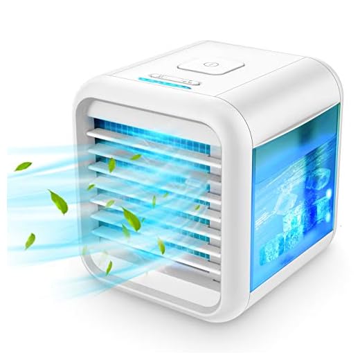 Personal Air Conditioner, Portable Air Conditioners with Icebox, Mini Air Conditioner with 3 Speeds, Table Fan for Room & Office, Air Humidifier, Air Cooler with USB Cable, Quiet, 7-Color Night Light