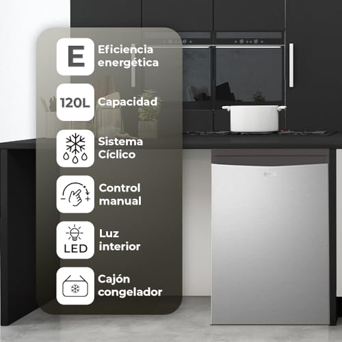 Miniatura 4 de Svan Frigorífico Refrigerador Inox Sr855500ecx. Capacidad 120 Litros, Puerta Reversible, Bajo Nivel Sonoro, Eficiencia Energética Clase E