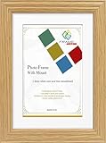 FRAME EAZY Oak 9x7 Photo Frame with 7x5 White Mount - Antique Style Picture Frame With Safe Perspex Front - Frame 9" x 7" For Picture Size 7" x 5" - Image 1
