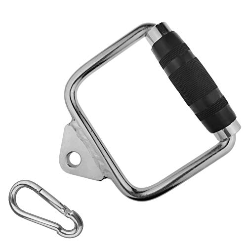 Workouty D Cable Machine Handle with Rubber Grips - Hand Cable Attachment Weight Workout Crossover Home Gym Equipment Accessory with 8cm Snap Hook (Black)