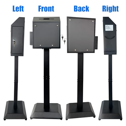 Plugsharge Suggestion Box with Stand,Floor Standing Offering Box,Metal Locking Ballot Collection Safe Box for Voting,Charity,Donation,Church,Election,Hospital Feedback and Car Rental Key Return, Black by Plugsharge - Image 4