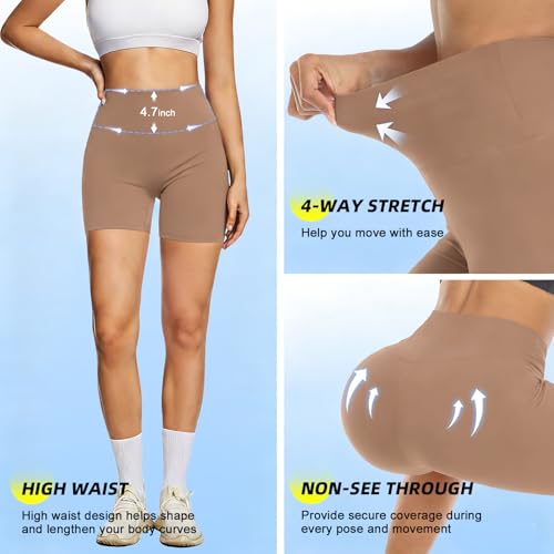 Image of FULLSOFT High Waisted Biker Shorts for Women-5 inch Tummy Control Fitness Athletic Workout Running Yoga Gym Shorts