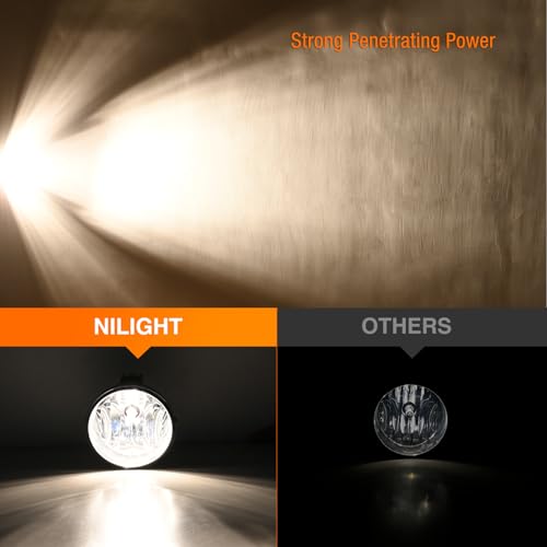 Image of Nilight Fog Light Assembly Compatible with Toyota 2005 2006 2007 2008 2009 2010 2011 Tacoma 2007-2013 Tundra 2008-2017 Sequoia 2004-2006 Solara Smoke Lens w /H10 42W Bulbs