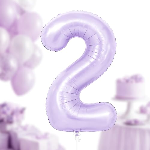 Image of KatchOn Light Purple 2 Balloons, 40 Inch Lilac Helium Mylar Foil Number 0-9