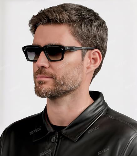 Image of AIEYEZO Rectangle Sunglasses for Men Women Fashion Square Frame Sun Glasses 90's Retro Designer Shades